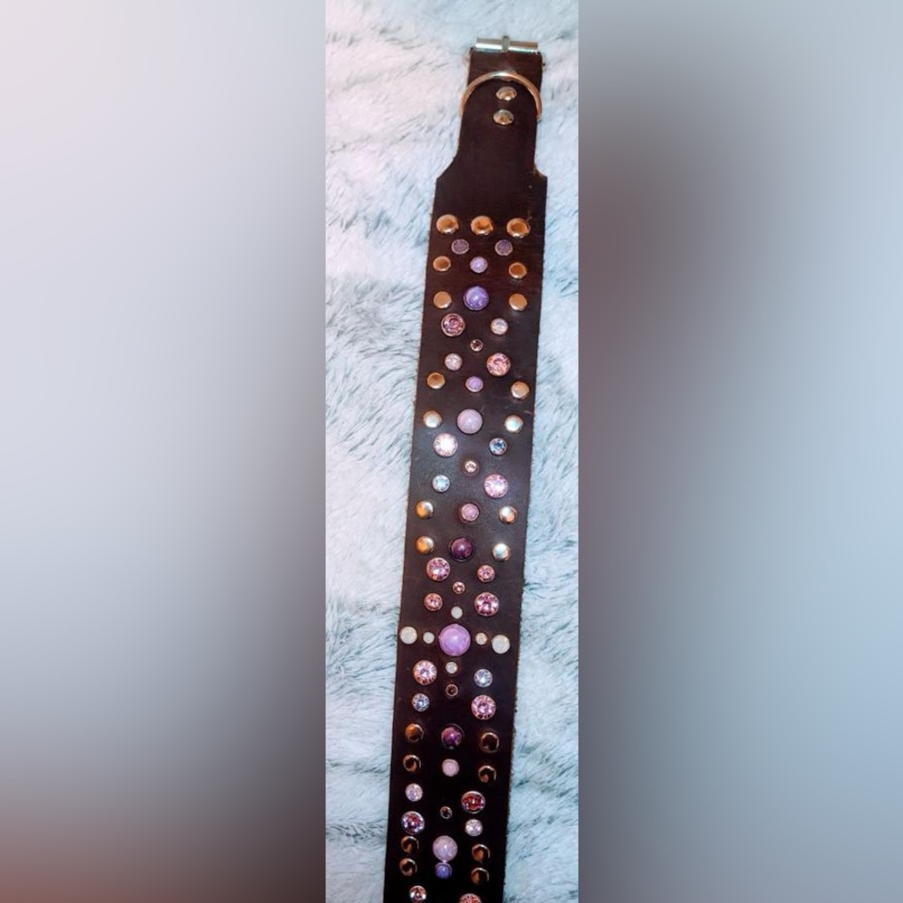 Crystal leather handmade dog collar - Picture 6 of 9